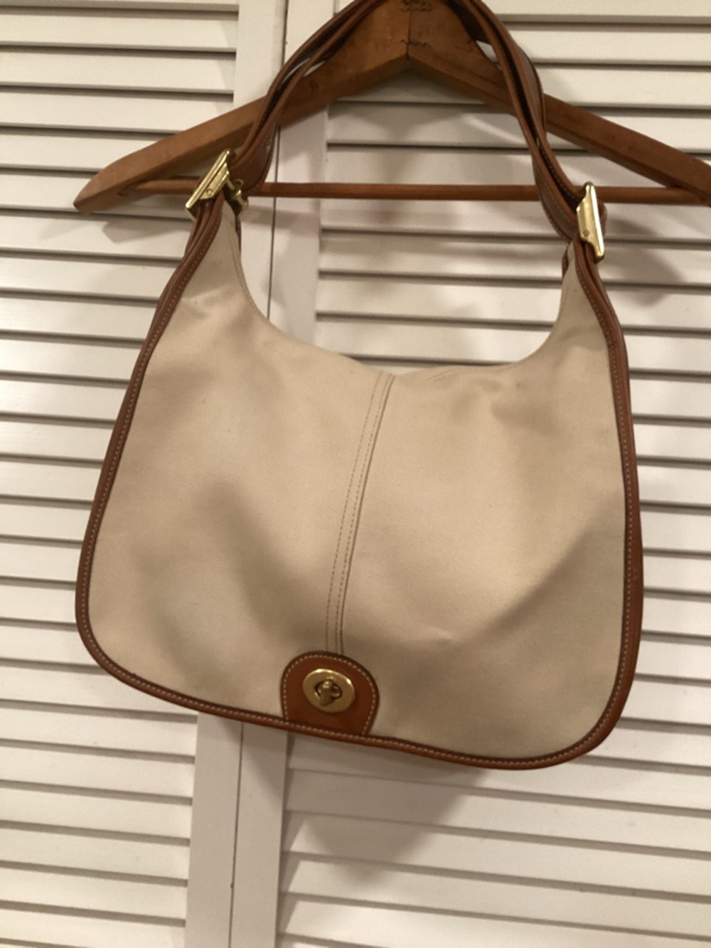 Coach VTG Legacy Saddle Cream Canvas & Tan Leather 9125